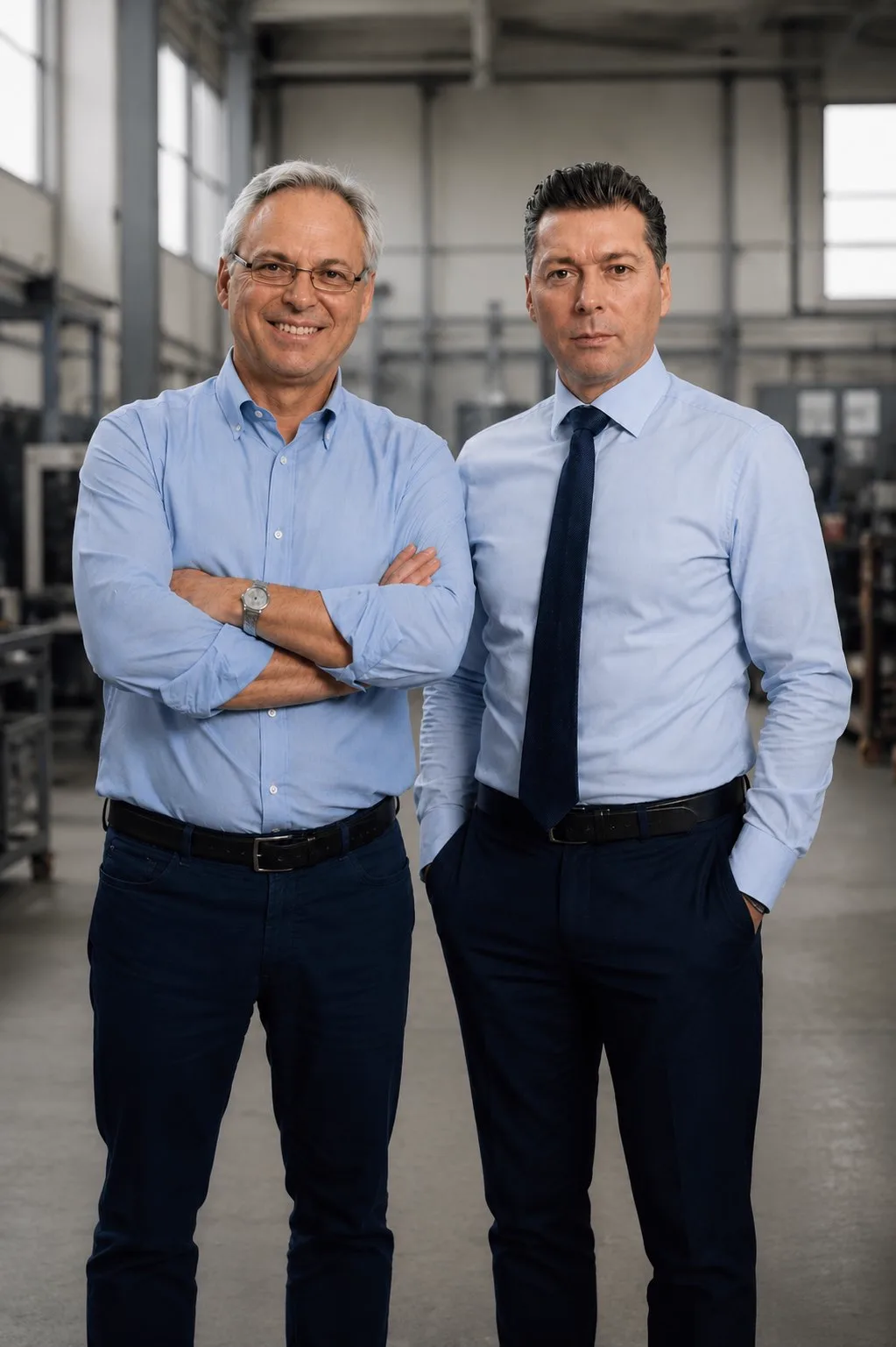 Angelo e Davide Parravicini, titolari di Metalflex, in officina
